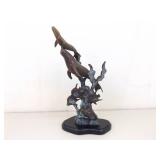 SOLID Bronze 13" Whale Sculpture Statue