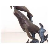 SOLID Bronze 13" Whale Sculpture Statue