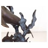 SOLID Bronze 13" Whale Sculpture Statue