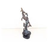 SOLID Bronze 13" Whale Sculpture Statue