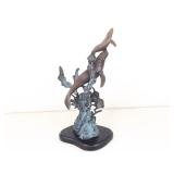 SOLID Bronze 13" Whale Sculpture Statue