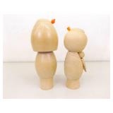 Lot of 6 Vintage Wood Carved Japanese Kokeshi Dolls