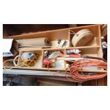 Contents of Corner, Metal File Cabinet, Table, Extension Cords and Misc