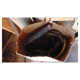 Contents of Corner, Metal File Cabinet, Table, Extension Cords and Misc