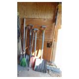 Contents of Wall, Garden Tools, Screwdrivers and Misc