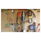 Contents of Wall, Garden Tools, Screwdrivers and Misc