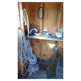 Contents of Small Shed, Ropes, Pulleys, Motors, Windshields and Misc