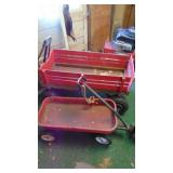 2-Wagons, 1 -Wood with sides and 1- Metal