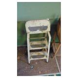 Vintage Wicker Oblong Planter and Vintage Metal Step Stool
