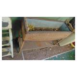 Vintage Wicker Oblong Planter and Vintage Metal Step Stool