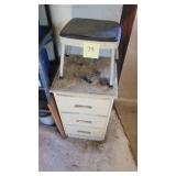 3 Drawer wood Cabinet with Contents and Cosco Stool