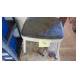 3 Drawer wood Cabinet with Contents and Cosco Stool