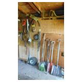 Contents of Wall, Garden Tools, Screwdrivers and Misc