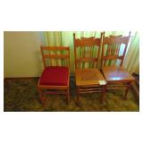 2- Antique Oak Chair and 1 Newer Chair