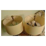 Corner End Table and 2 Brass Lamps