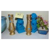 Assorted Decor Pcs, including a pair of Bass Vases and Glass Floral Flower
