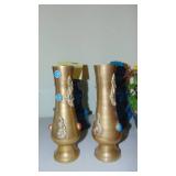Assorted Decor Pcs, including a pair of Bass Vases and Glass Floral Flower