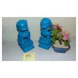 Assorted Decor Pcs, including a pair of Bass Vases and Glass Floral Flower