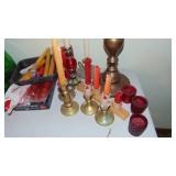 Selection of Brass Candlesticks and Candles