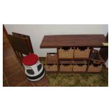 Stand With Handle Baskets, Stool with Wheels and 2 TV Tray Stands