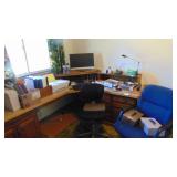 2-Office Chairs and Contents on Top of Desk, Printer, Computer Screen and Misc.