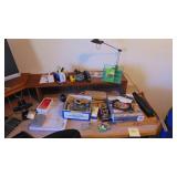 2-Office Chairs and Contents on Top of Desk, Printer, Computer Screen and Misc.