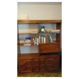 Foldable Shelf, Handcrafted Waste Basket and Bookshelf with Desk. (Books not included) 57.5" x 72.5" x 15.5"