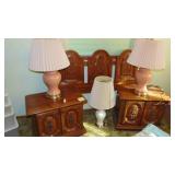Matching End Tables, Pair of Lamps and Queen Headboard