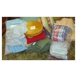 Selection of Blankets, Pillows, Sheets and Box of Towels
