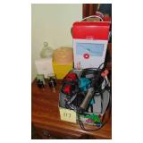 Vintage Perfume Bottles, Heating Pad, Blow Dryers, Storage Containers and Curling Iron