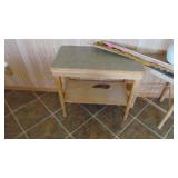 2 Handcrafted Side Tables, 30" x 27" x 16" and 28" x 25" x 20", Vintage Retro Lamp and Selection of Yard Sticks