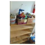 3 Boxes of Missc Items, Electrical, Tools, Weather Stripping for Windows and Wood Shelf