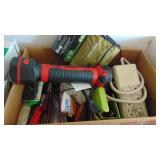 3 Boxes of Missc Items, Electrical, Tools, Weather Stripping for Windows and Wood Shelf