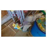 3- Vintage Web Lawn Chairs, Cat on Pot and 4 Bucket Stools
