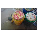 3- Vintage Web Lawn Chairs, Cat on Pot and 4 Bucket Stools