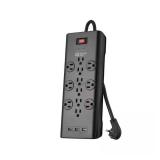 Commercial Electric 6 ft. 12-Outlet Black Surge Protector with USB