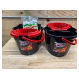 Libman - Lot of 4 - (2) 4 Gallon Buckets and 2 Tornado Mop Refills