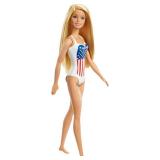 Barbie - Lot of 2 - GPB17 Beach Blonde Doll One-Piece Swimsuit with American Flag Inspired Design for Children Toy