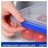 Sistema - Lot of 2 - KLIP IT Rectangular Collection Food Storage Container, 101 oz./3 L, Clear/Blue