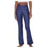 90 Degree By Reflex Faux Leather Flared Leg Yoga Pants - Squat Proof Interlink V-Back Cire Leggings
