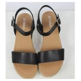 Soda Topic Open Toe Buckle Ankle Strap Espadrilles Flatform Wedge Casual Sandal