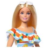 Barbie Loves the Ocean Doll with Blonde Hair Wearing Floral Sundress & Accessories, Fashion Doll & Clothes Made from Recycled Plastics