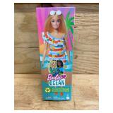 Barbie Loves the Ocean Doll with Blonde Hair Wearing Floral Sundress & Accessories, Fashion Doll & Clothes Made from Recycled Plastics