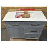 Home Decorators Connection Bilston 36 in. Single Sink Dove Gray Bath Vanity with White Engineered Stone Top (Assembled)