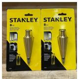STANLEY 8oz Solid Brass Plumb Bob lot of 2