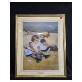 Framed Mary Cassatt Print Children Playing on the Beach 29x23 Inches