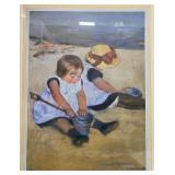 Framed Mary Cassatt Print Children Playing on the Beach 29x23 Inches