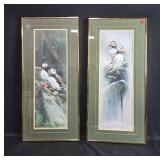 Pair of Framed Annette Hartzell Puffin Art Prints Limited Edition 30x14 Inches