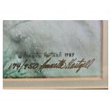 Pair of Framed Annette Hartzell Puffin Art Prints Limited Edition 30x14 Inches