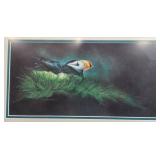 Framed Puffin Artwork by Annette Hartzell 1994, 12.5x20 Inches